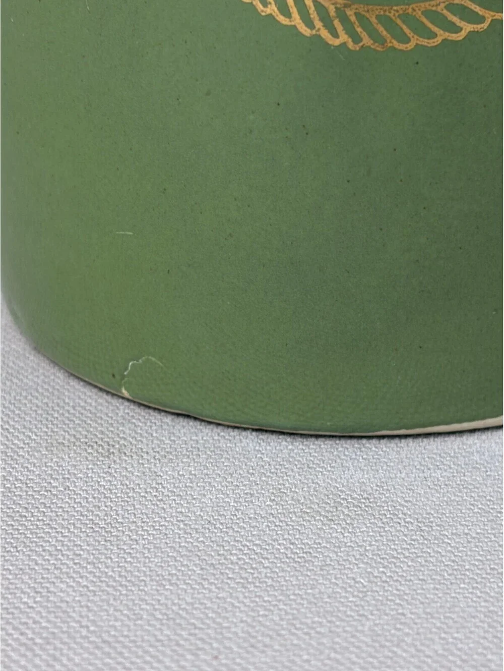 Vintage Duquesne University Seal Beer Stein Coffee Mug Green Drip Glaze Gold Cre